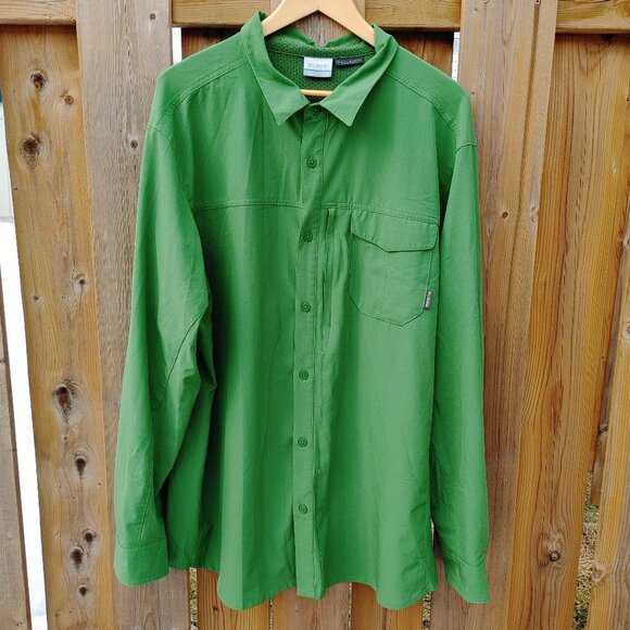 Columbia Omni Shield UV Protection Long Sleeve Shirt Men's XXL Green - Picture 1 of 8